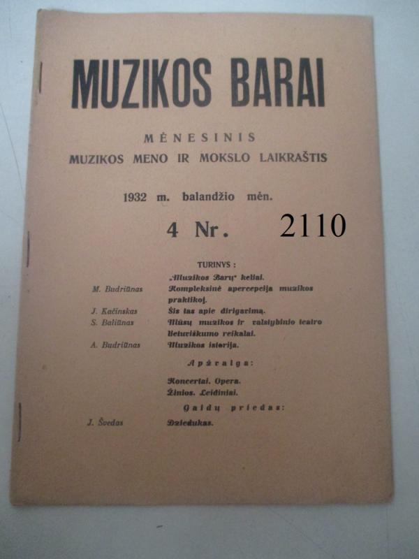 Muzikos barai, 1932 m., Nr. 4 - Autorių Kolektyvas, knyga 6