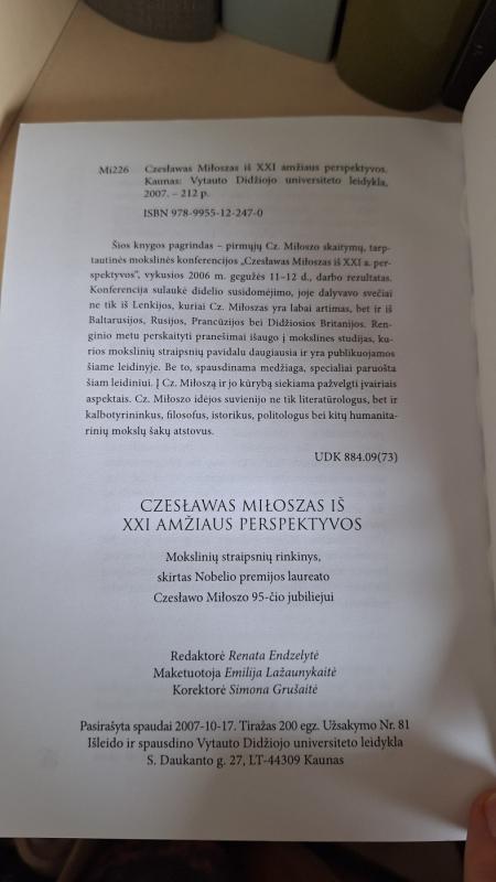 Iš XXI amžiaus perspektyvos: Czeslawas Miloszas - Autorių Kolektyvas, knyga 5
