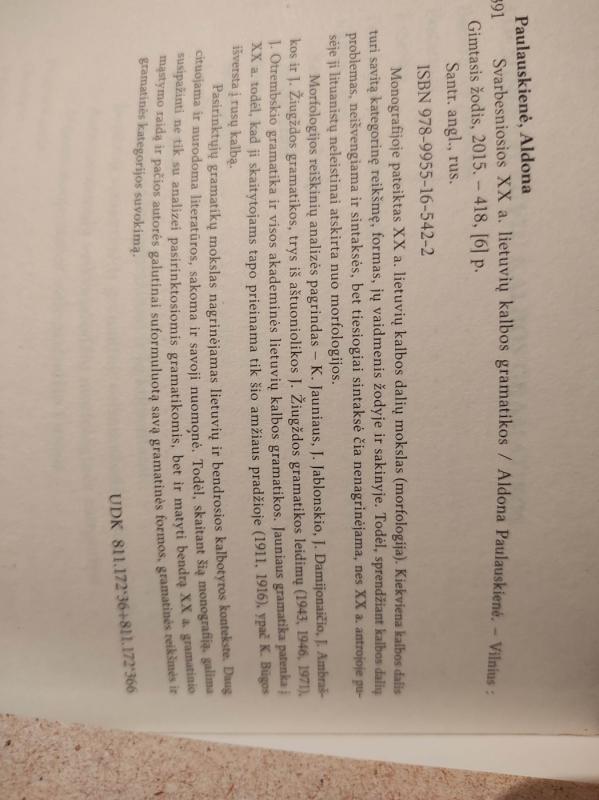 Svarbesniosios XX a. lietuvių kalbos gramatikos - Aldona Paulauskienė, knyga 5