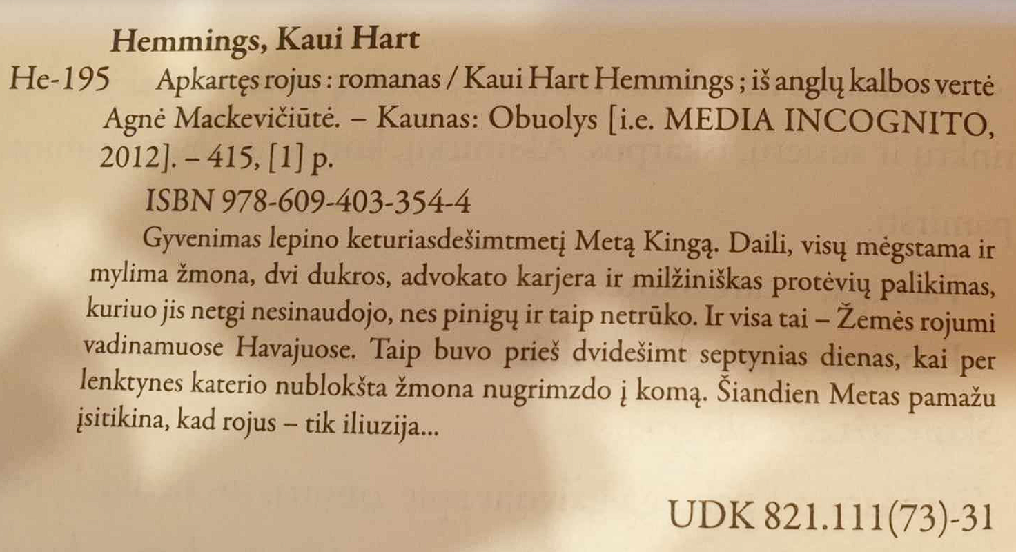 Apkartęs rojus - Kaui Hart Hemmings, knyga 4