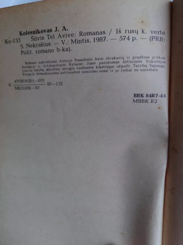 ŠŪVIS TEL AVIVE - J. Kolesnikovas, knyga 3