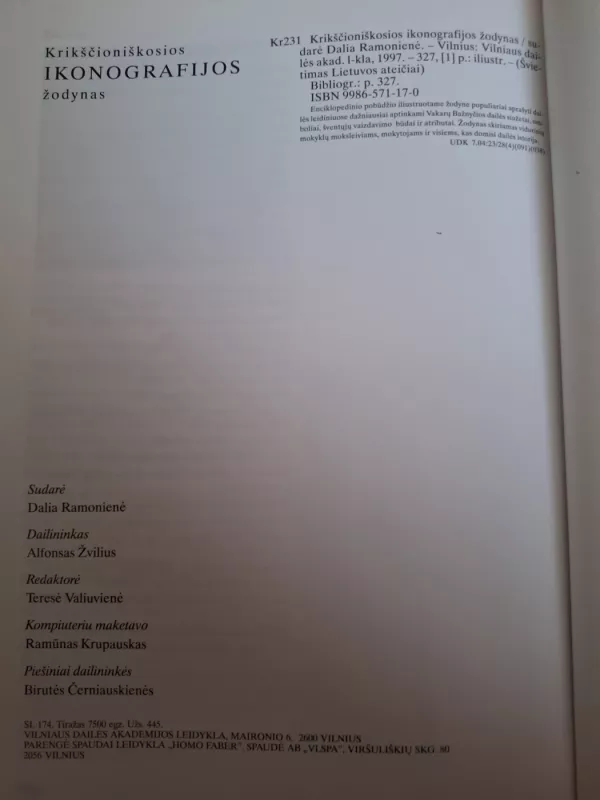 Krikščioniškosios ikonografijos žodynas - Autorių Kolektyvas, knyga 5