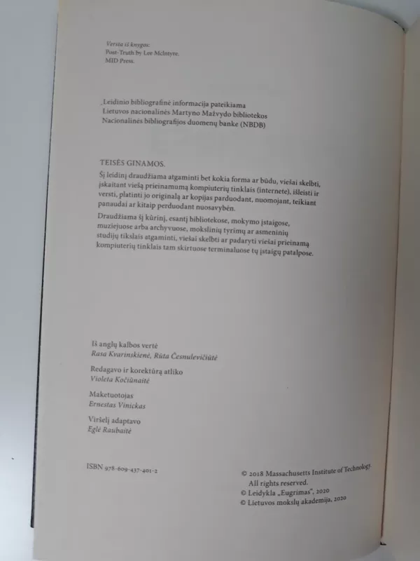 Post tiesa - Lee Mclntyre, knyga 4