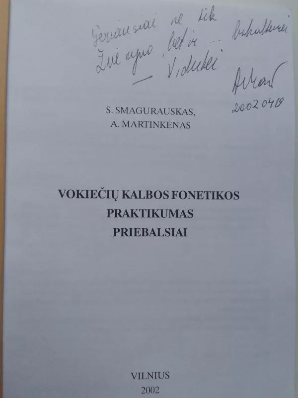 Vokiečių kalbos fonetikos praktikumas: priebalsiai - S. Smagurauskas, A. Martinkėnas, knyga 3