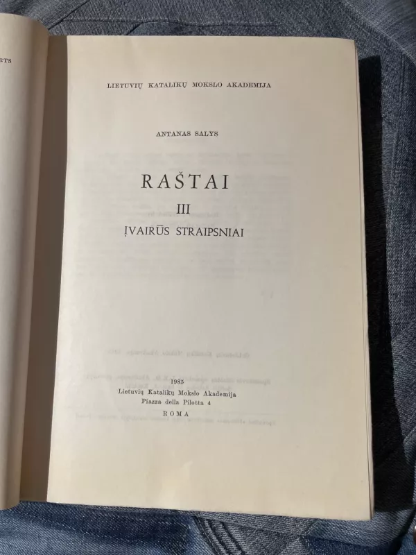 Raštai III. Įvairūs straipsniai - Antanas Salys, knyga 3