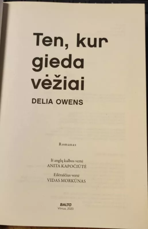 Ten, kur gieda vėžiai - Delia Owens, knyga 3