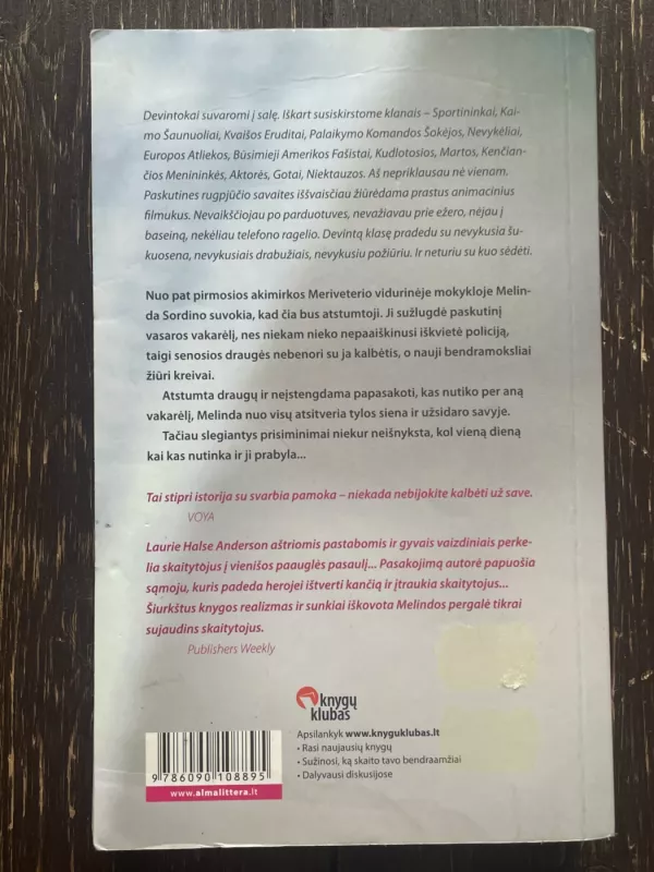 Kalbėk - Laurie Halse Anderson, knyga 3