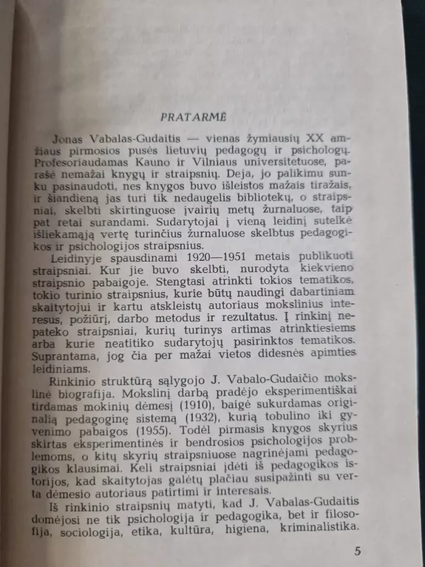 Psichologijos ir pedagogikos straipsniai - J. Vabalas–Gudaitis, knyga 4