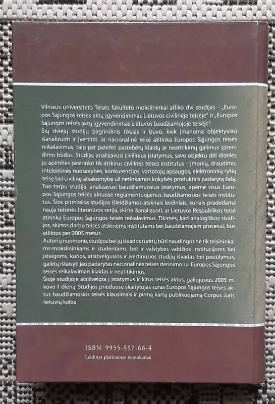 Europos Sąjungos teisės aktų įgyvendinimas Lietuvos civilinėje teisėje - Autorių Kolektyvas, knyga 3