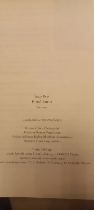 Eimė Snou - Tracy Rees, knyga 3
