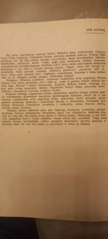 Erškėčių paukščiai - Kolina Makalou, knyga 3