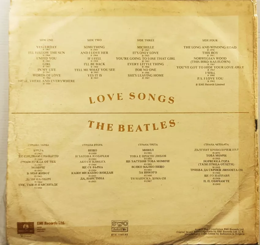 The Beatles Love songs - The Beatles, plokštelė 4