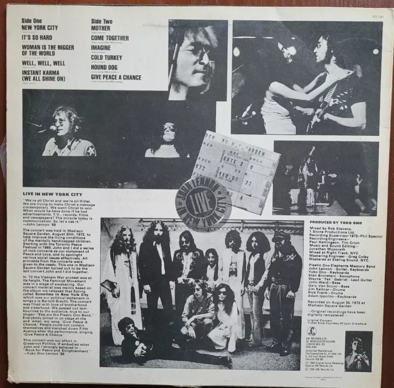 Live in New York Cit - John Lennon, plokštelė 3
