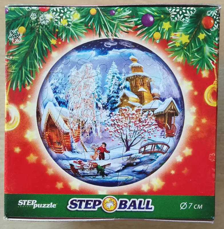 Plastikinė kamuoliuko formos dėlionė eglutės žaisliukas Pintoo Puzzle 60 "Naujametinė kolekcija. Eglutė ir namukai"  Plastic Puzzle 60 Ball  Christmas Collection. Christmas tree and houses - , namai ir interjeras 3