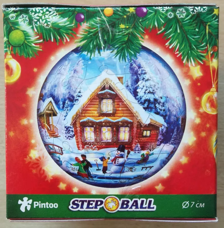 Plastikinė kamuoliuko formos dėlionė eglutės žaisliukas Pintoo Puzzle 60 "Naujametinė kolekcija. Eglutė ir namukai"  Plastic Puzzle 60 Ball  Christmas Collection. Christmas tree and houses - , namai ir interjeras 4