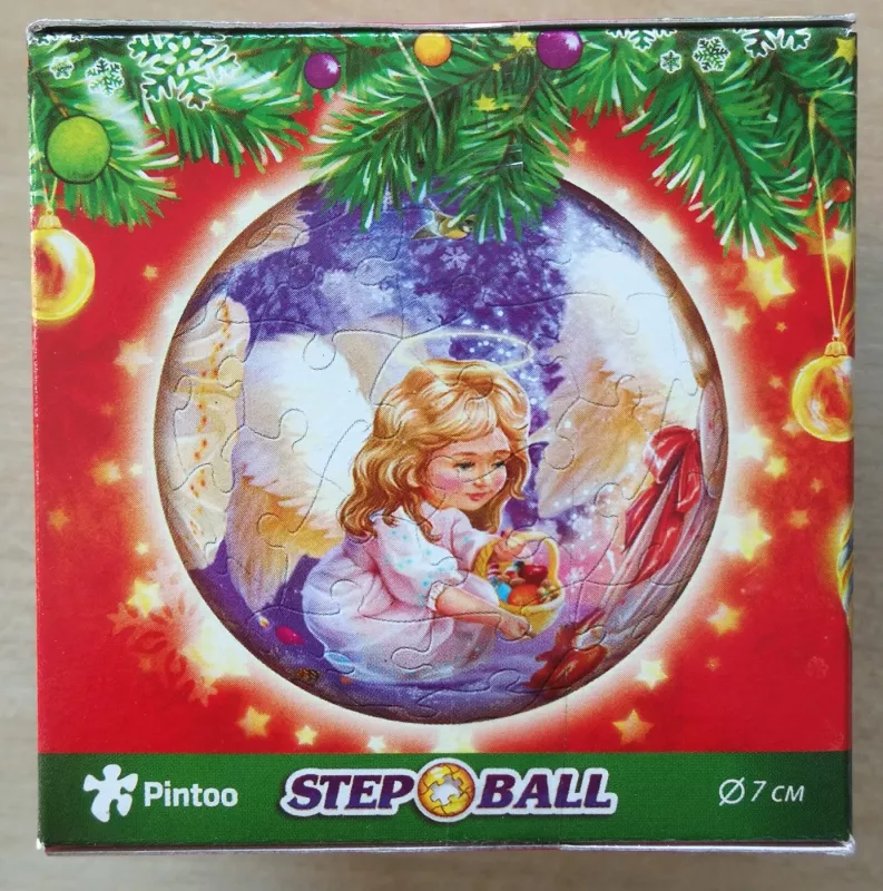 Plastikinė kamuoliuko formos dėlionė eglutės žaisliukas Pintoo Puzzle 60 "Naujametinė kolekcija. Angeliukai"  Plastic Puzzle 60 Ball  Christmas Collection. Angels - , stalo žaidimas 4