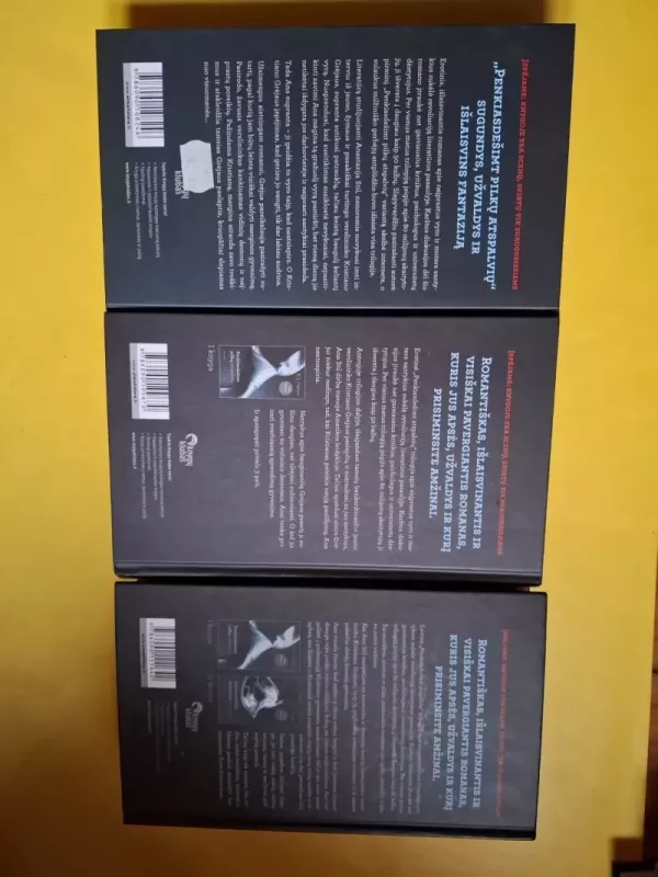 Penkiasdešimt pilkų, tamsesnių, išlaisvintų atspalvių (trys dalys) - James E L, knyga 4