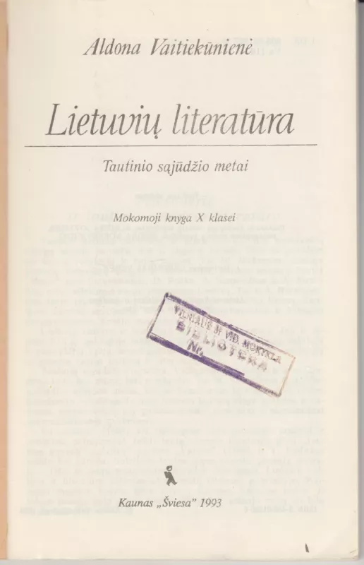 Lietuvių literatūra 10 klasei - Aldona Vaitiekūnienė, knyga 3