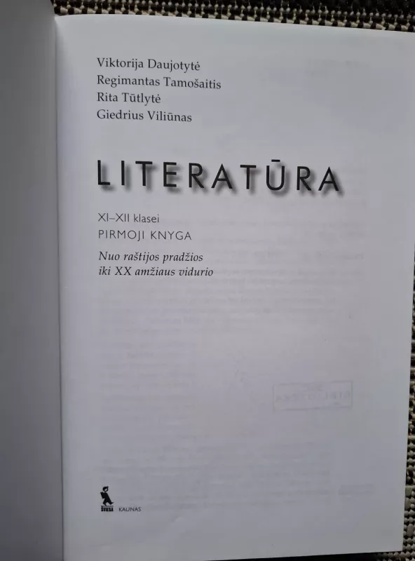 Literatūra XI-XII klasei (1 knyga) - Viktorija Daujotytė, knyga 3
