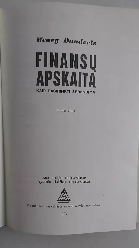 Finansų apskaita (I dalis) - Henry Dauderis, knyga 3