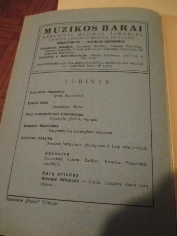 Muzikos barai, 1940 m., Nr. 2 - Autorių Kolektyvas, knyga 6