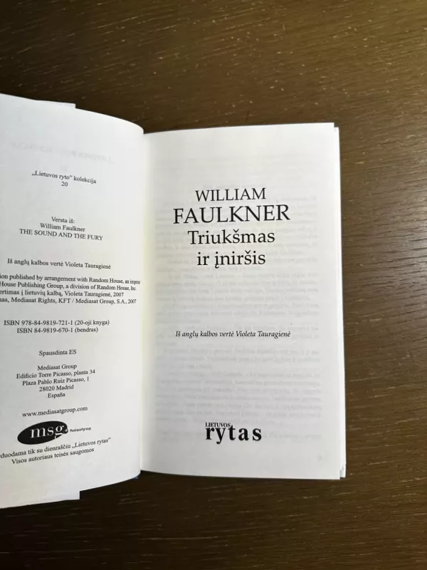 Triukšmas ir įniršis - William Faulkner, knyga 5