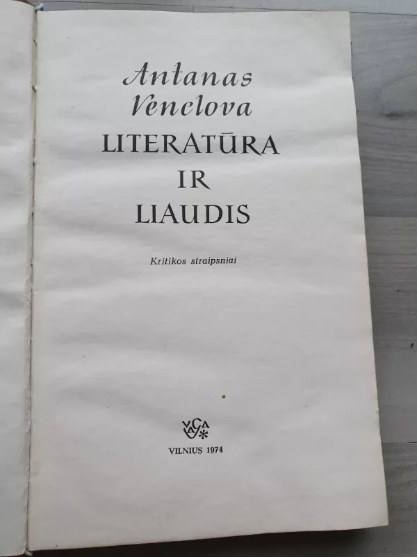 Literatūra ir liaudis - Antanas Venclova, knyga 3