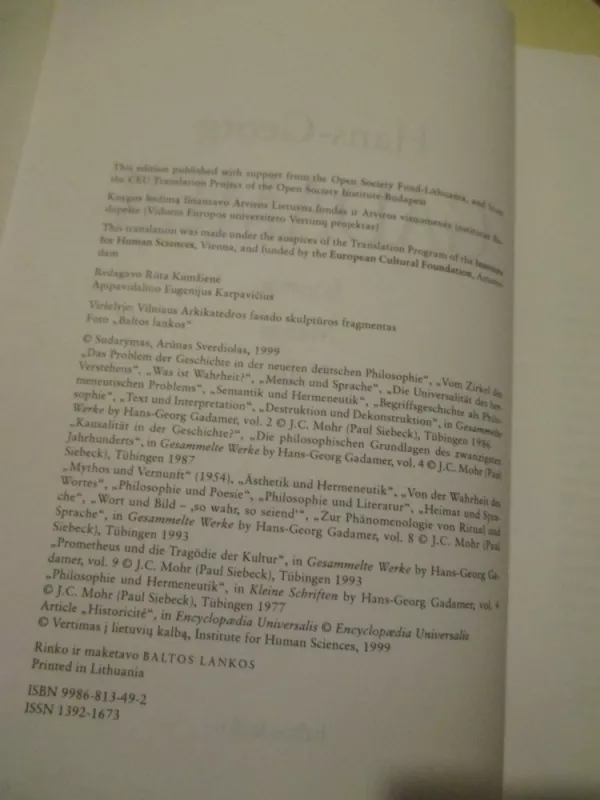 Istorija. Menas. Kalba - Hans-Georg Gadamer, knyga 6