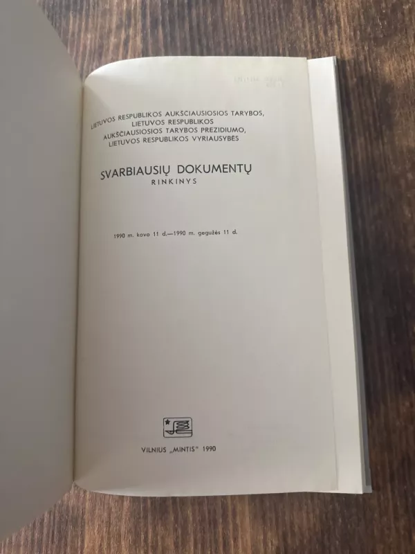 Lietuvos Respublikos svarbiausių dokumentų rinkinys - Autorių Kolektyvas, knyga 3