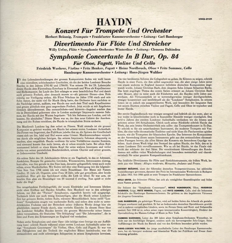 Haydn. Konūžet Fur Trompete Und Orchester - Joseph Haydn, plokštelė 3