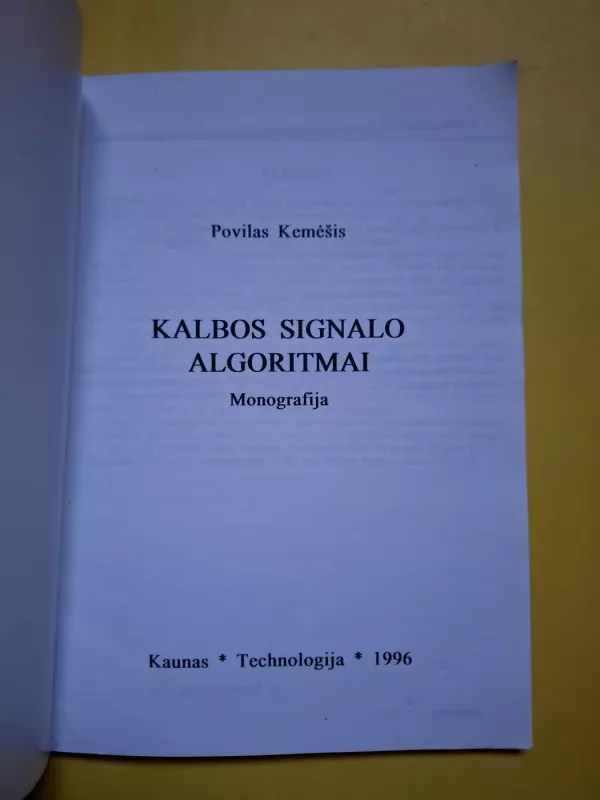 Kalbos signalo algoritmai - Povilas Kemėšis, knyga 3