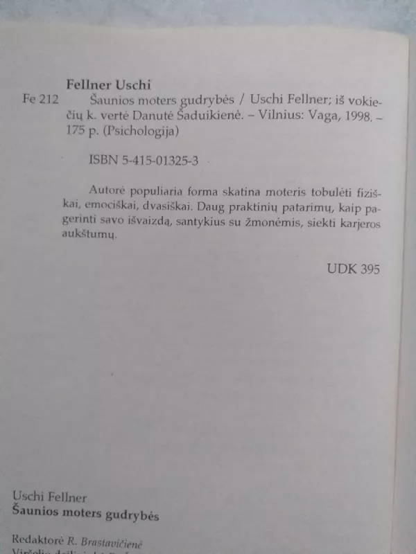 Šaunios moters gudrybės - Uschi Fellner, knyga 3
