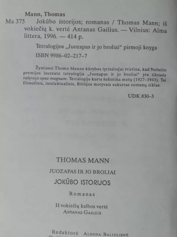 Juozapas ir jo broliai. Jokūbo istorijos - Thomas Mann, knyga 3