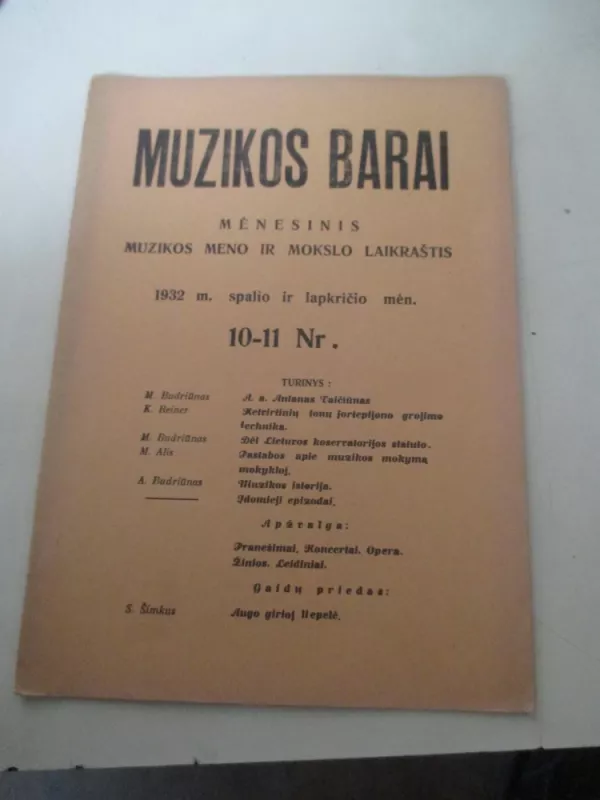 Muzikos barai, 1932 m., Nr. 10 - 11 - Autorių kolektyas, knyga 3