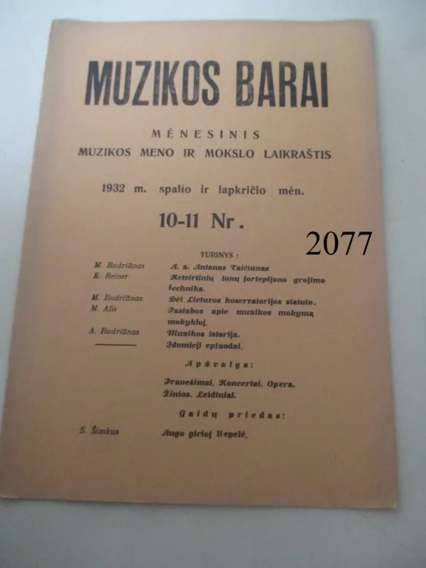 Muzikos barai, 1932 m., Nr. 10 - 11 - Autorių kolektyas, knyga 6