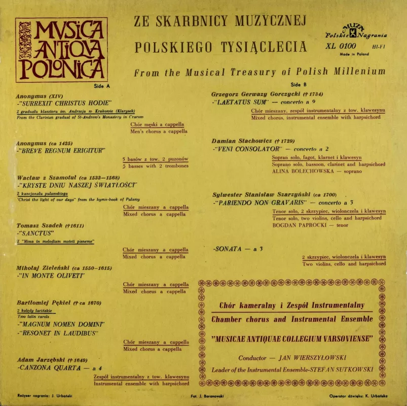 Musica Antiqua Polonica - Waclaw z Shamotul, plokštelė 3