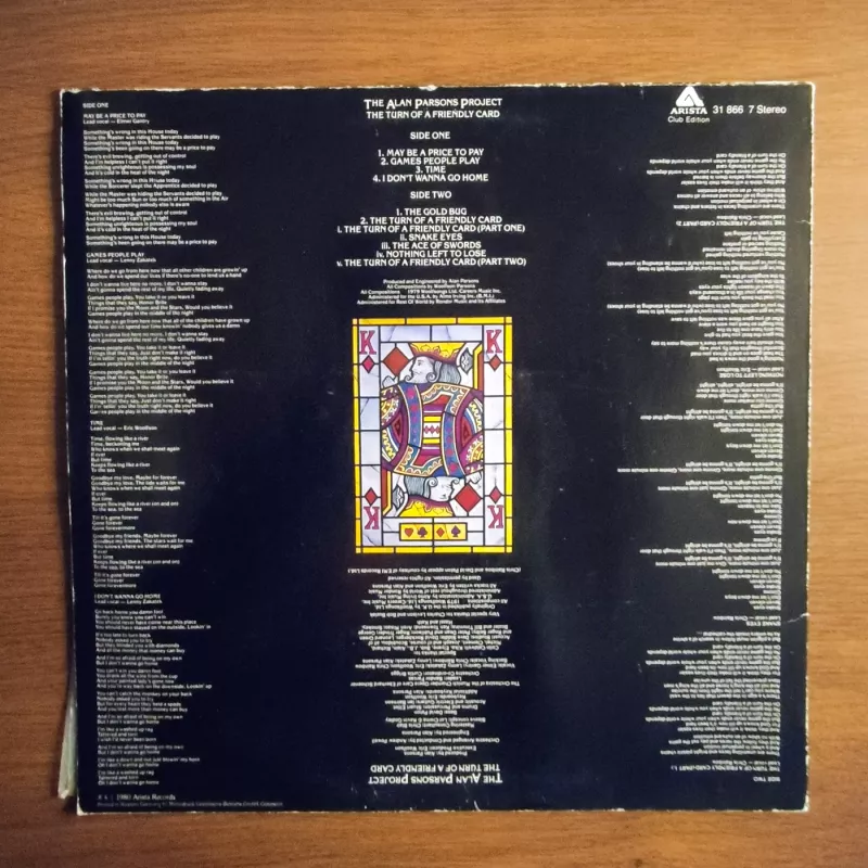 The Alan Parsons Project - The Turn Of A Friendly Card - The Alan Parsons Project, plokštelė 3