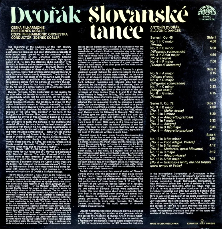 Dvorak. Slovanske Dance - Antonín Dvořák, plokštelė 3
