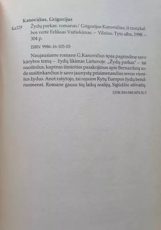 Žydų parkas - Grigorijus Kanovičius, knyga 3