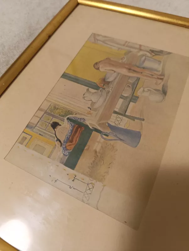 Senovine graviūra su remu ir stiklu - , namai ir interjeras 3