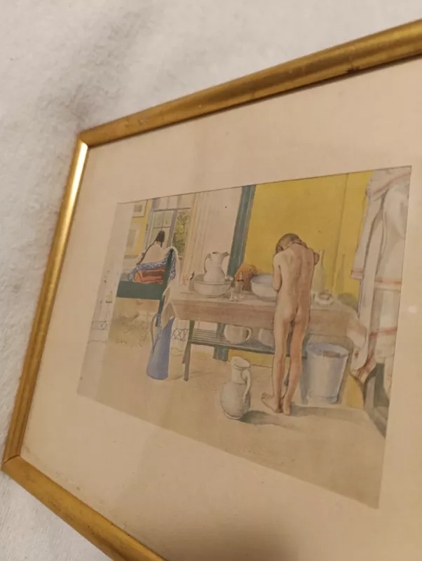 Senovine graviūra su remu ir stiklu - , namai ir interjeras 5