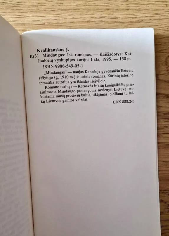 Mindaugas - Juozas Kralikauskas, knyga 3