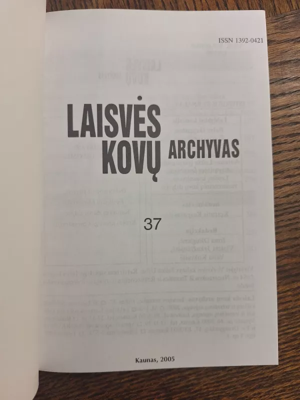 Laisvės kovų archyvas (37 tomas) - Dalia Kuodytė, knyga 3