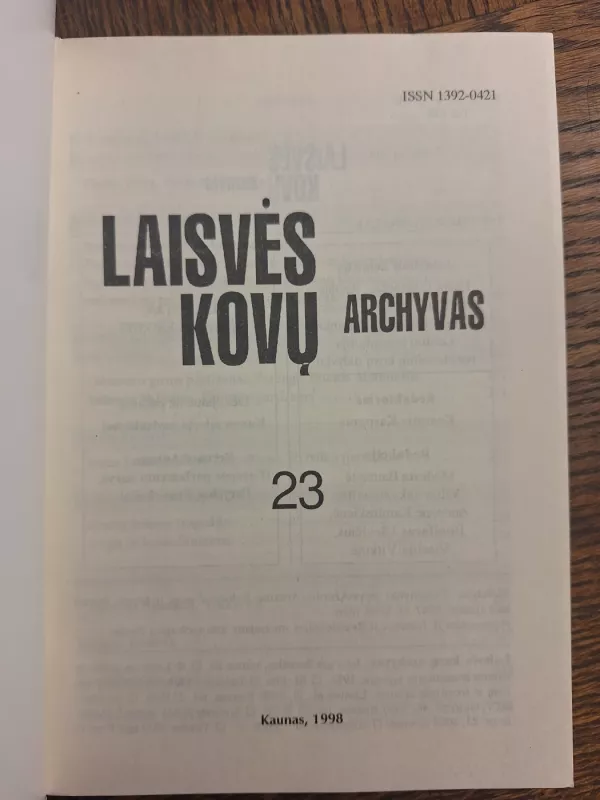 Laisvės kovų archyvas (23 tomas) - Dalia Kuodytė, knyga 3