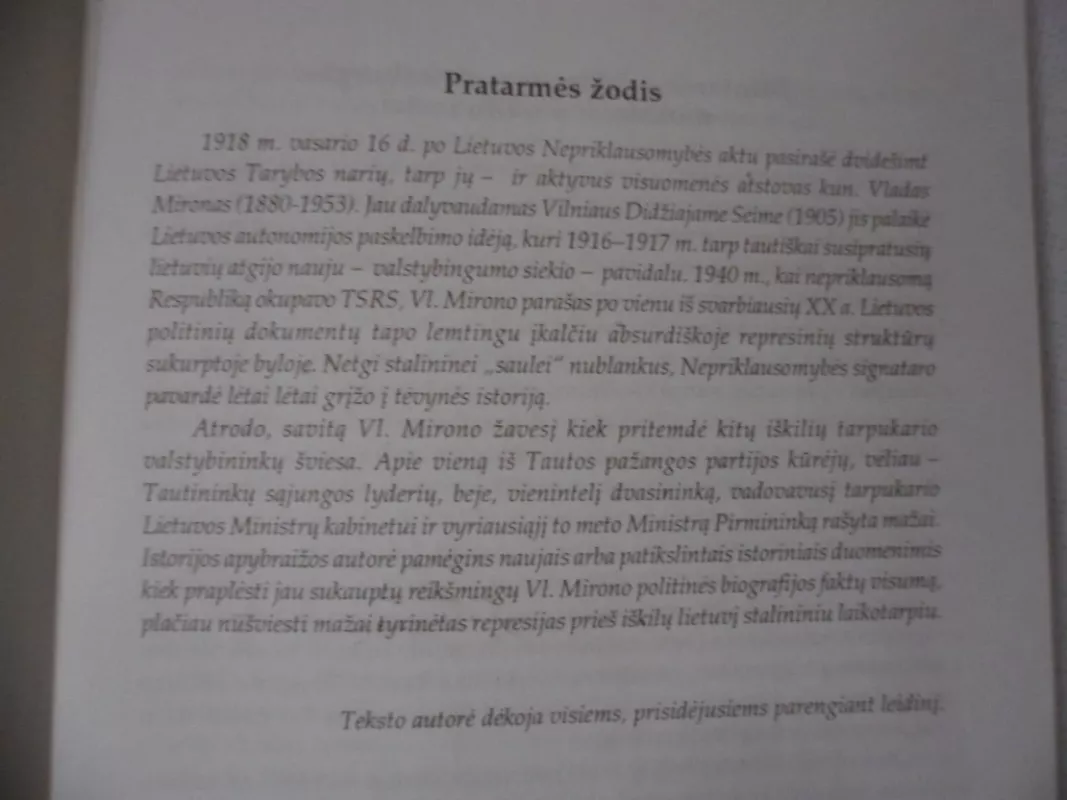 kunigas Vladas Mironas Nepriklausomybės Akto signataras ir valstybininkas 1880-1953 - Vilma Bukaitė, knyga 4