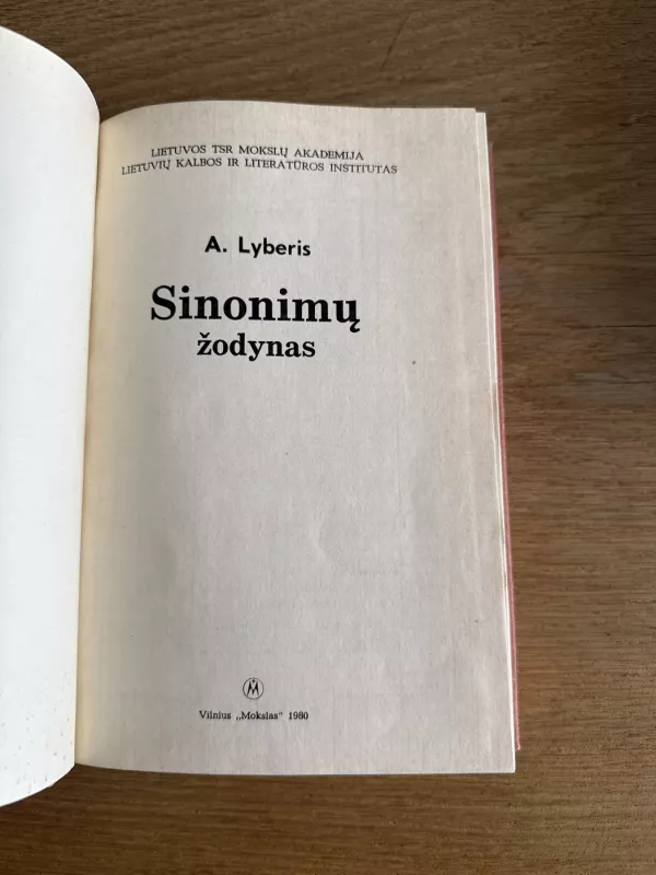 Sinonimų žodynas - Antanas Lyberis, knyga 3