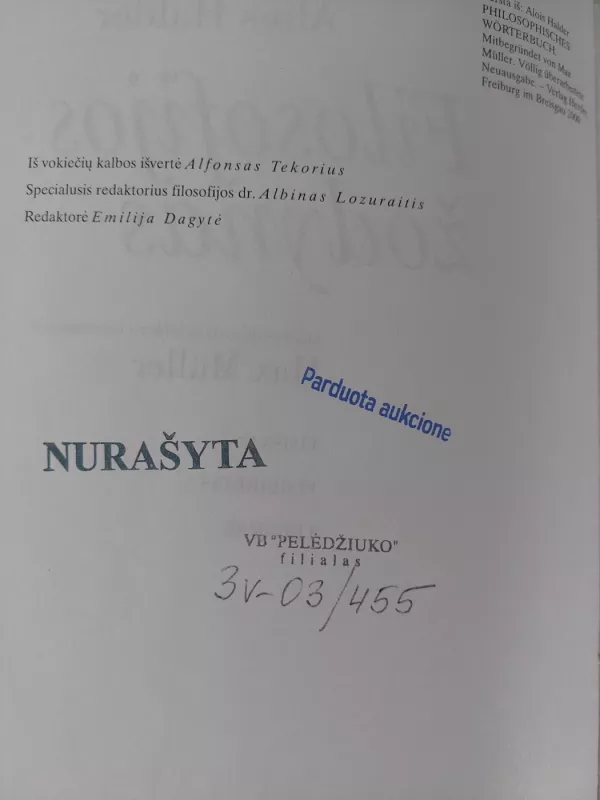Filosofijos žodynas - Alois Halder, knyga 3