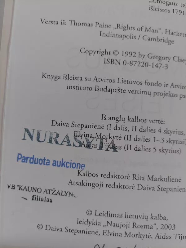 Žmogaus teisės - Thomas Paine, knyga 3