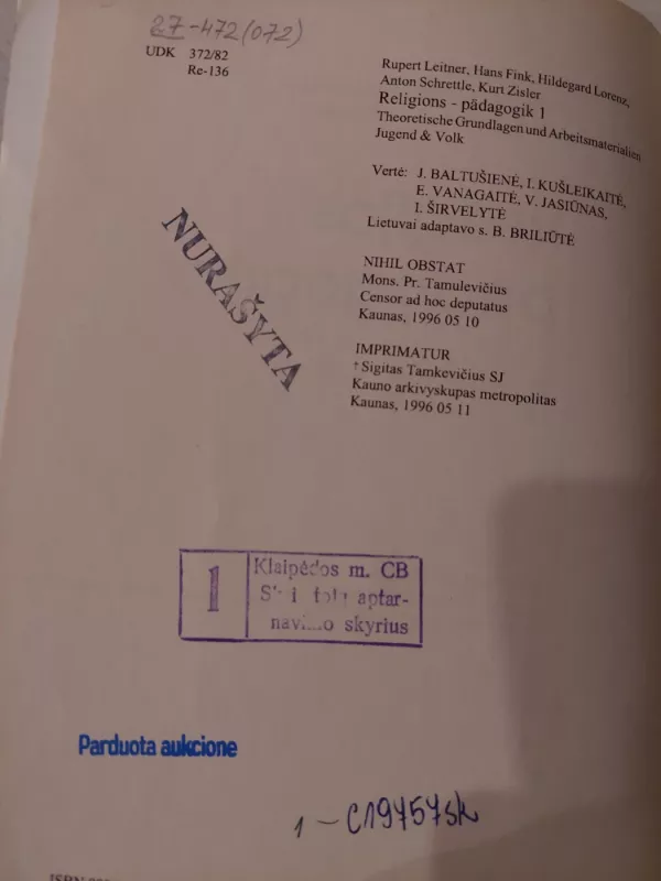 Religijos pedagogika 1 - Rupert Leitner, knyga 3