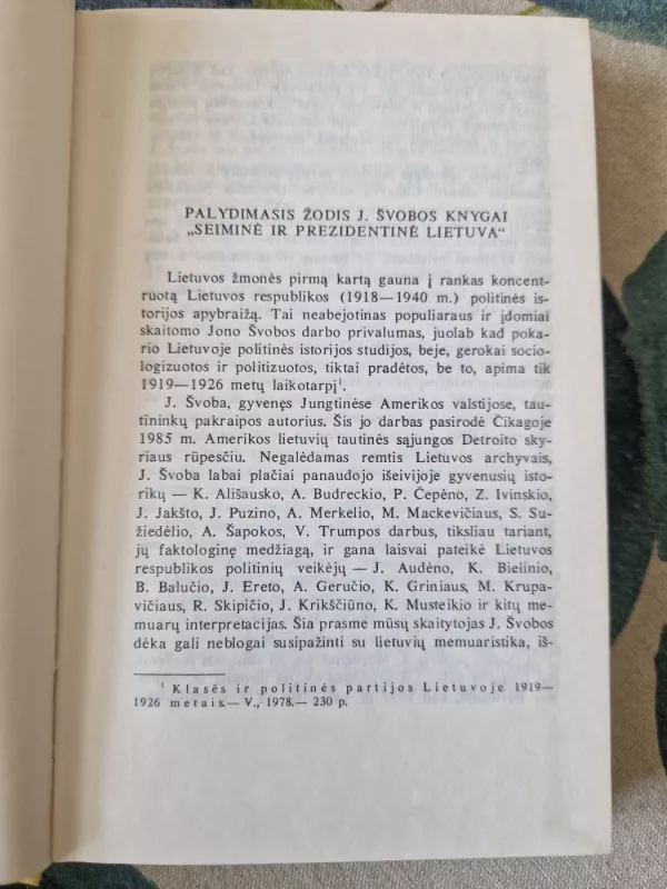 Seiminė ir prezidentinė Lietuva - Jonas Švoba, knyga 4
